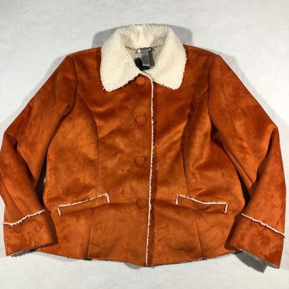 Jacket Other By Chicos In Orange & White, Size: S main image 1